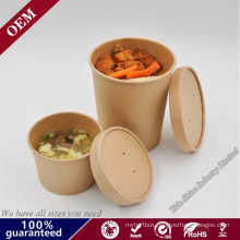 Eco-Friendly Biodegradable Custom Take out Boxes Food Grade Kraft Paper Soup Bowl with Lid